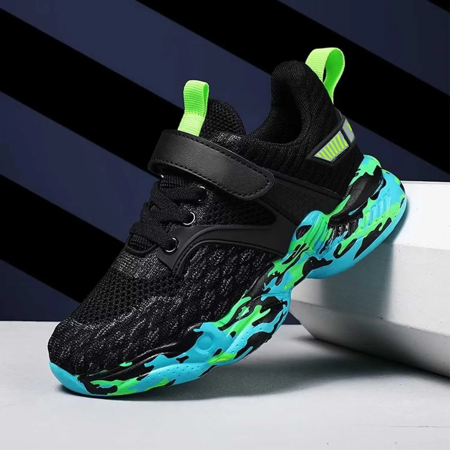 Kids Sneakers for Boys Girls Running Tennis Shoes Lightweight Breathable Athletic Lace-Up Walking Slip On Sneakers