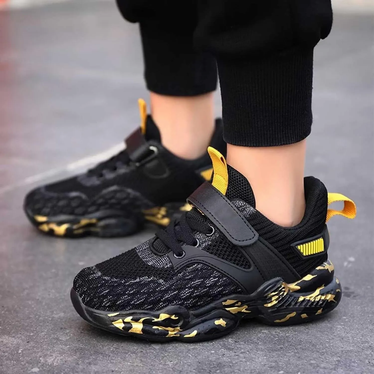 Kids Sneakers for Boys Girls Running Tennis Shoes Lightweight Breathable Athletic Lace-Up Walking Slip On Sneakers