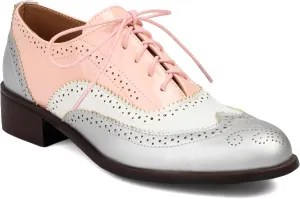 Lace-up Wingtips Oxford Shoes for Women Cutout Brogues Saddle Shoes