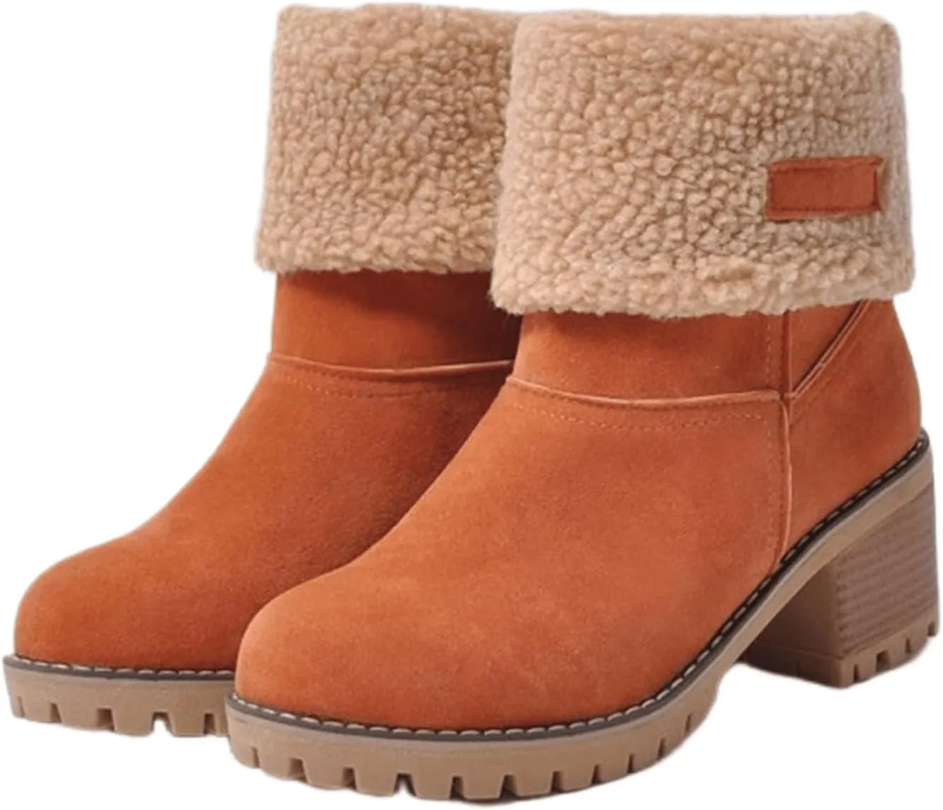 Ladmiple Snow Boots For Women Cute High Top Slip On Winter Warm Ankle Booties Fashion Fur Lined Outdoor Mid Calf Walking Shoe
