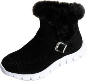 Ladmiple Snow Boots For Women Wide Calf Winter Boots Classic Faux Fur Lined Slip On Ankle Boots Fashion Warm Walking Shoes