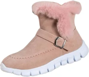 Ladmiple Snow Boots For Women Wide Calf Winter Boots Slip on Insulated Fur Lined Cold Weather Comfortable Warm Ankle Booties