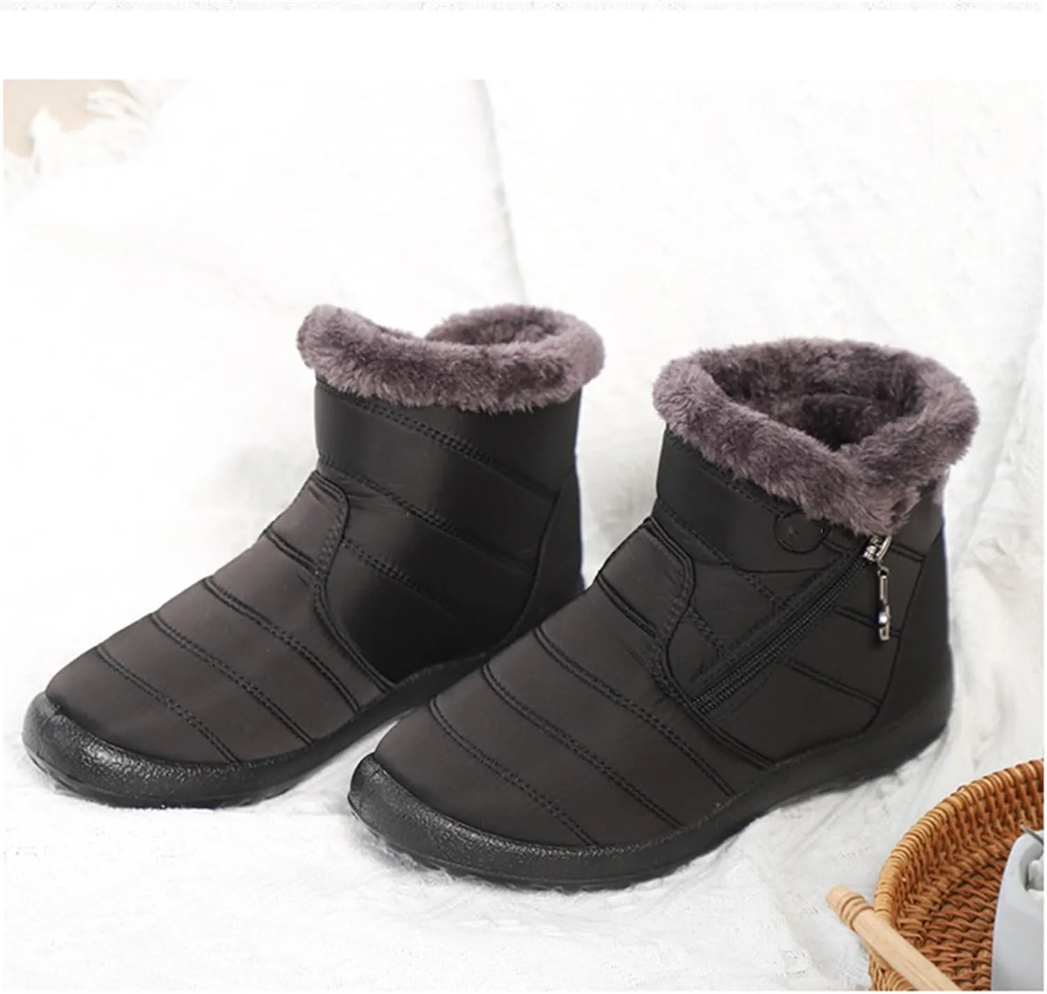 Ladmiple Winter Boots For Women Waterproof Snow Wide Width Ankle Boots Ladies Warm Fur Lined Thickening Outdoor Booties