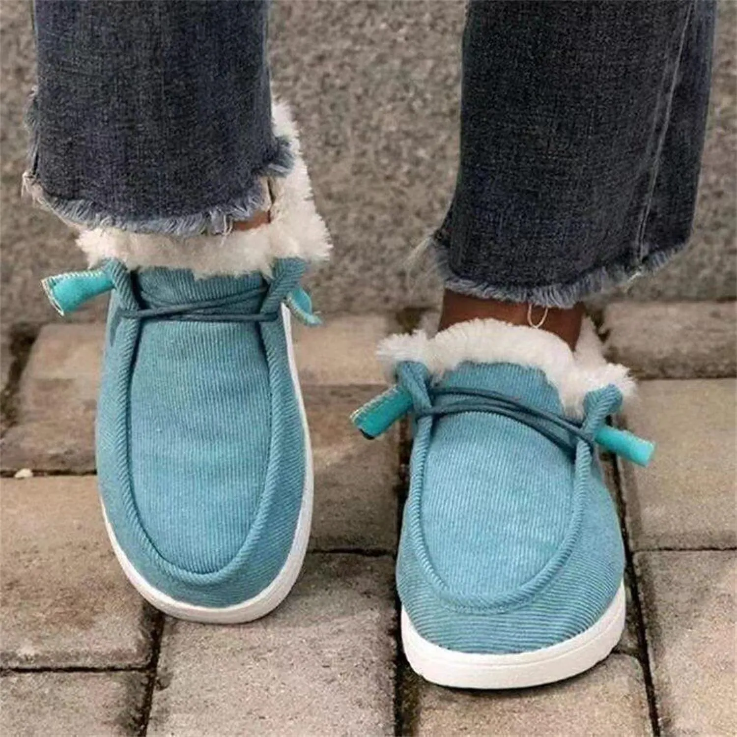 Ladmiple Winter Boots For Women Wide Width Warm Fur Lined Snow Boots Outdoor Short Ankle Booties Slip On Walking Shoes