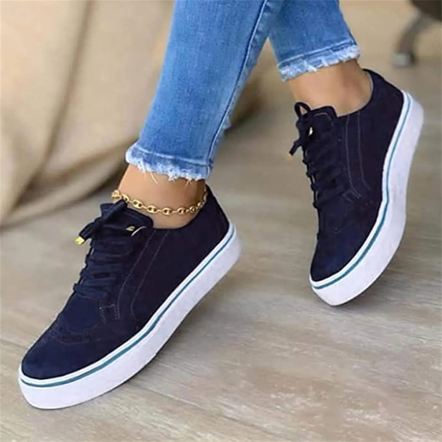 Lausiuoe Shoes for Women Sneakers Slip On Canvas Shoes Low Top Non Slip Fashion Casual Soft Comfortable Walking Flat Loafers
