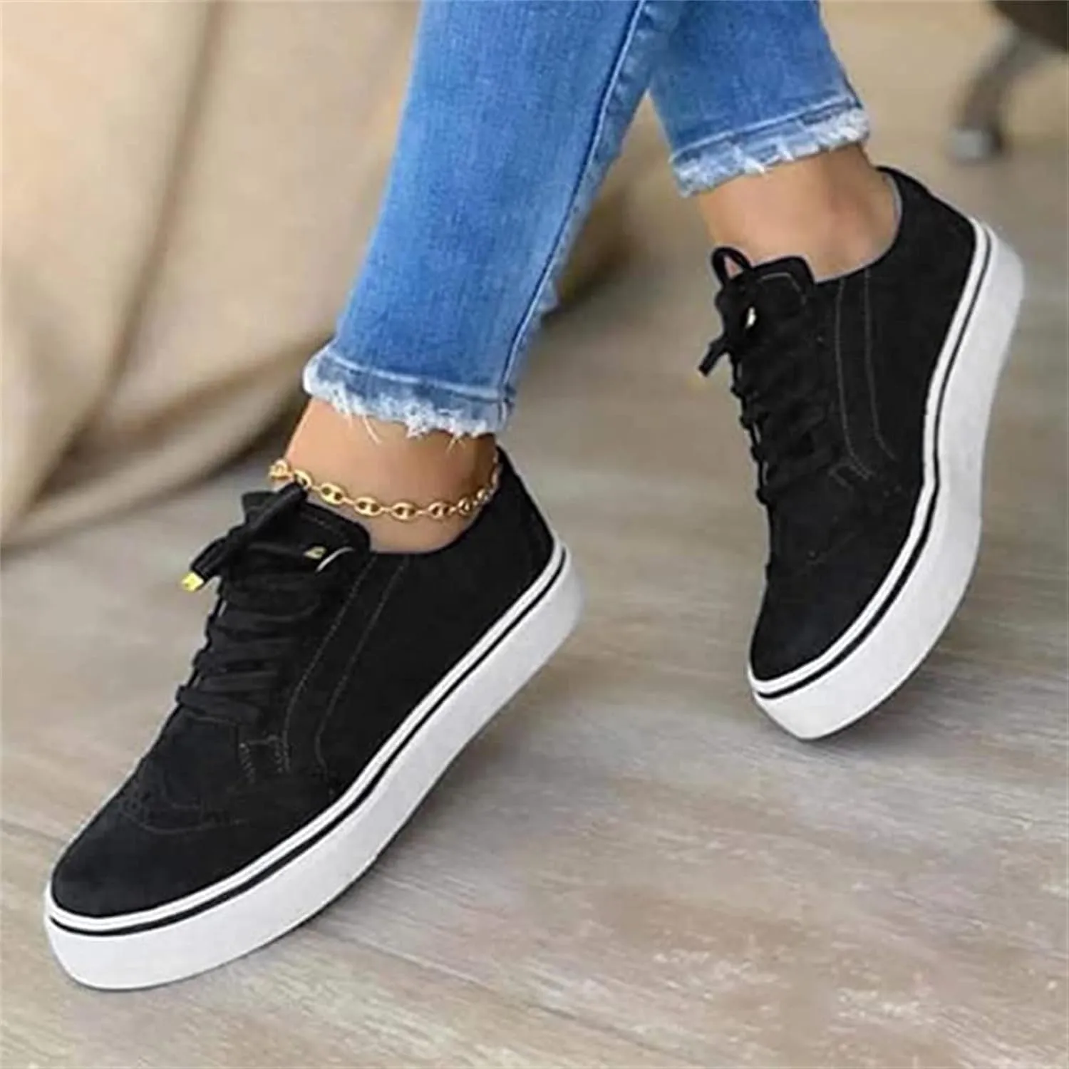 Lausiuoe Shoes for Women Sneakers Slip On Fashion Canvas Shoes Lightweight Non-Slip Casual Comfortable Walking Flat Loafers