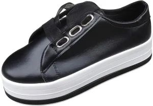 Lausiuoe Shoes for Women Sneakers Trendy Comfortable Casual Fashion Sneakers Leather Walking Shoes Slip On Flat Loafers