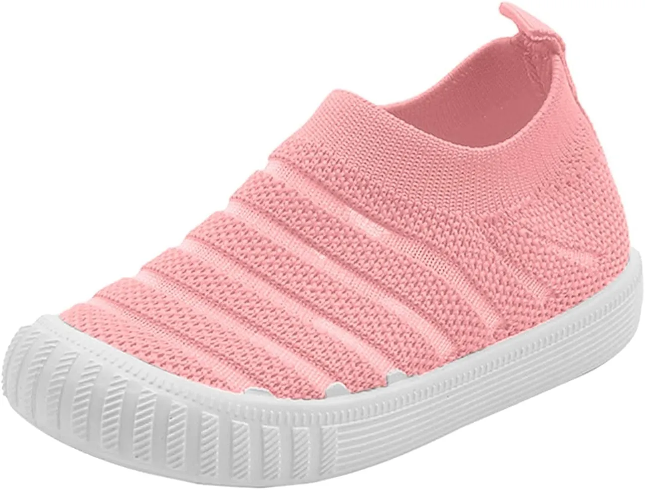 Little Girls Sneakers Autumn Flying Woven Mesh Breathable Comfortable Flat Casual Shoes Cute Girls (Pink, 9 Toddler)