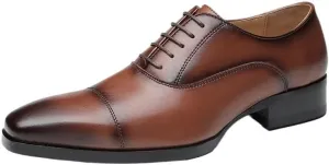 Men Oxford Superior Flexural Leather Fashion Dress Shoes Non Slip Casual Business Work Formal Shoes