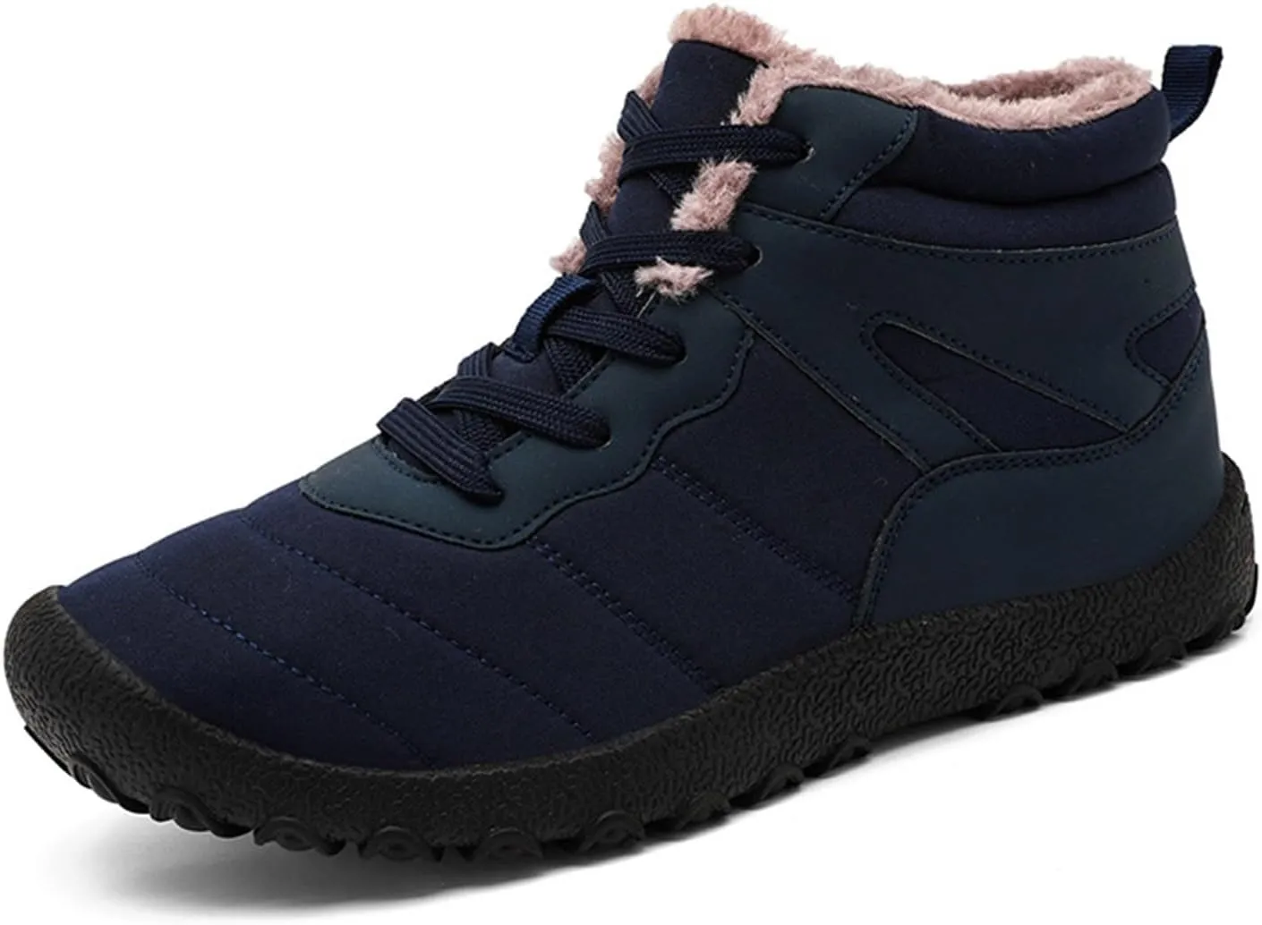 Men Work Boots Non Steel Toe Hiking Sneakers with Warm Fur Lining Women's Working Shoes Wide Width Mid Waterproof Outdoor Botas Lightweight Hike Grounded Footwear