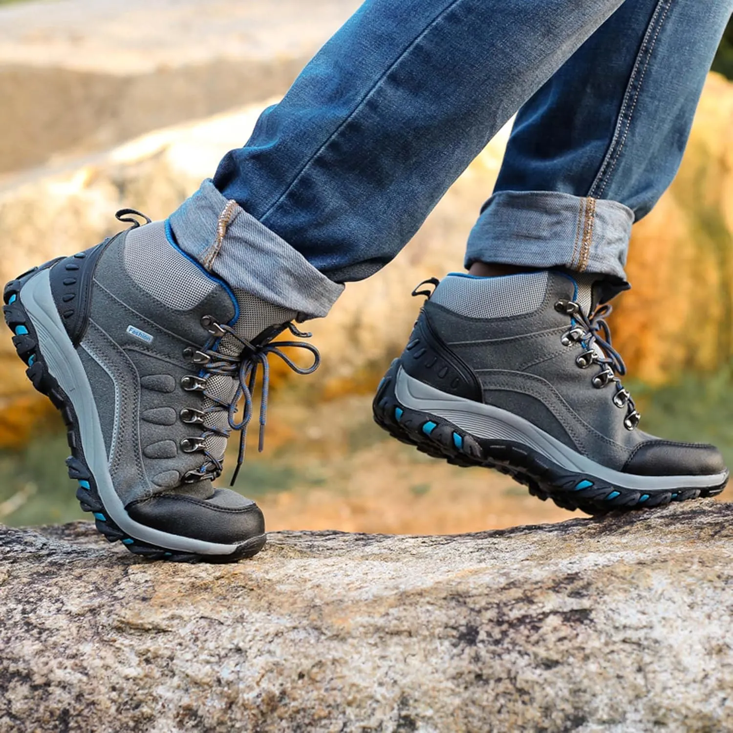 Mens And Womens Anti Slip And Wear Resistant Lace Up Hiking Boots Comfortable And Breathable Walking Boots Rubber Soles Scenic Spots Tourist Boots Couple Park Walking Boots Rock Climbing Boots