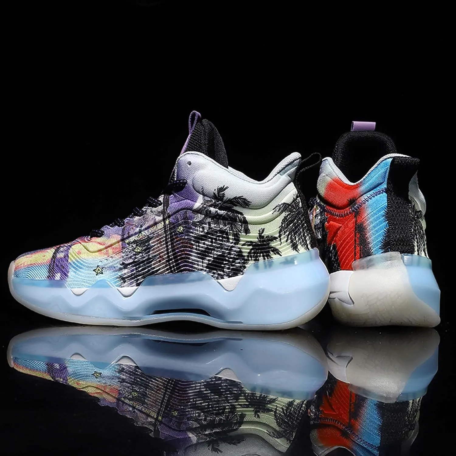 Men's and Women's Lace Up Basketball Shoes Anti Slip and Wear-Resistant Outdoor Shoes Comfortable and Breathable Sports Shoes Short Distance Running Shoes Unique Style Basketball Shoes