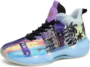 Men's and Women's Lace Up Basketball Shoes Anti Slip and Wear-Resistant Outdoor Shoes Comfortable and Breathable Sports Shoes Short Distance Running Shoes Unique Style Basketball Shoes