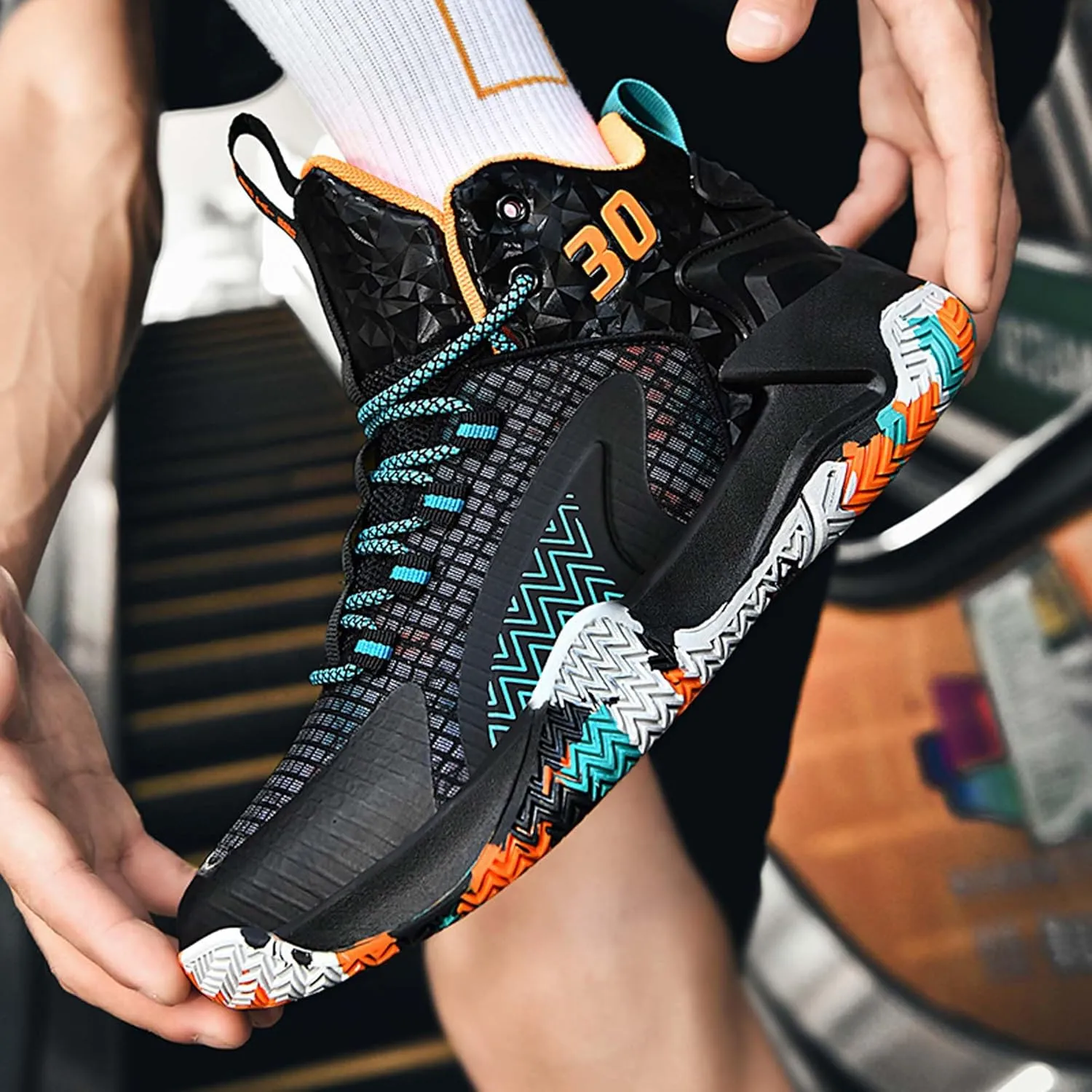 Mens and Womens White Lace Up Basketball Shoes Rubber Soles Tennis Sports Shoes High Elasticity Running Shoes Anti Slip and Wear Resistant Scenic Spots Tourist Shoes Shot Put Table Tennis