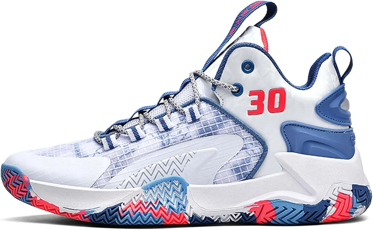 Mens and Womens White Lace Up Basketball Shoes Rubber Soles Tennis Sports Shoes High Elasticity Running Shoes Anti Slip and Wear Resistant Scenic Spots Tourist Shoes Shot Put Table Tennis