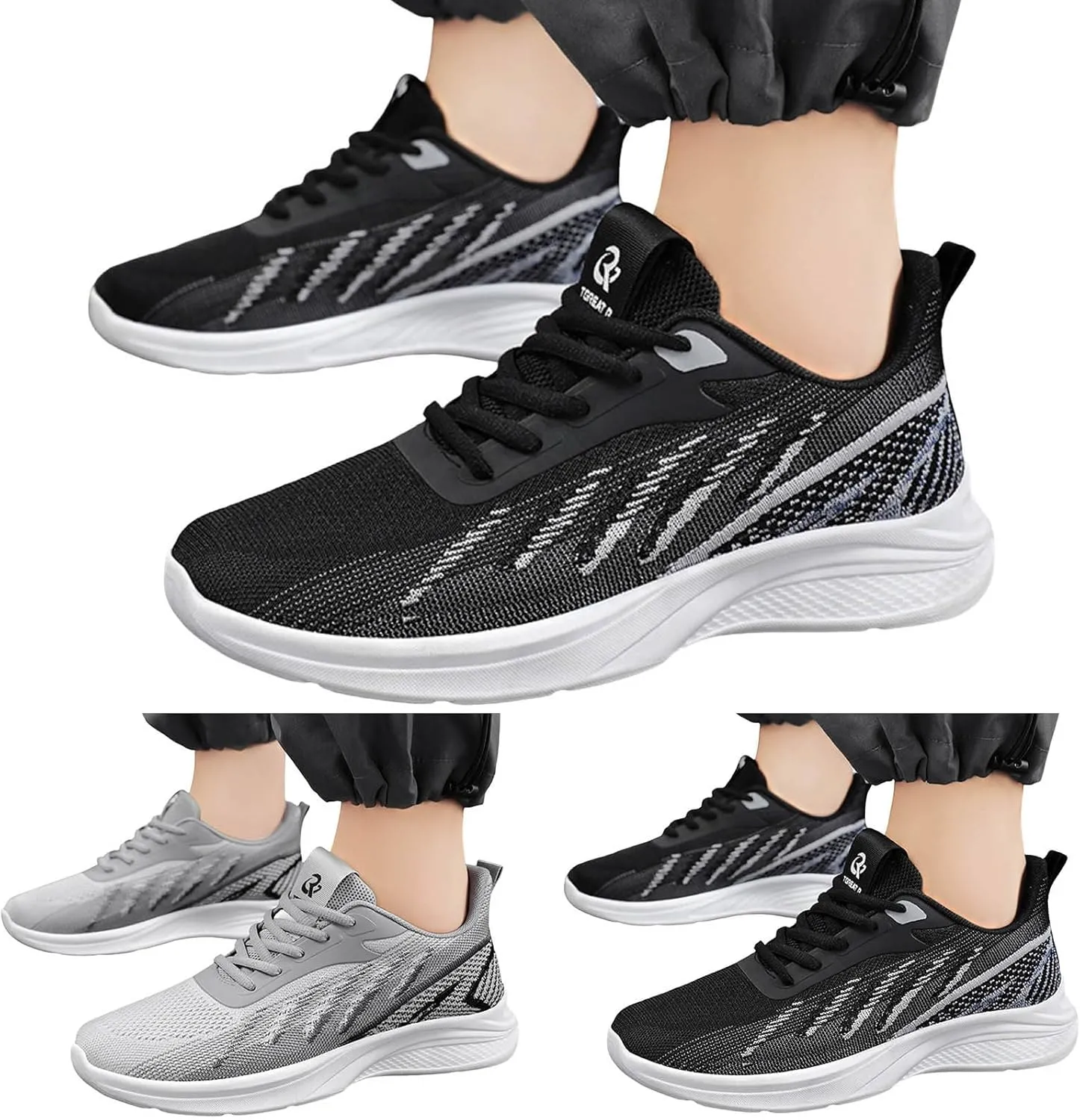 Men's Arch Support Shoes Mesh Breathable Sports Shoes Comfortable Lace Up Walking Shoes Cushion Sneaker