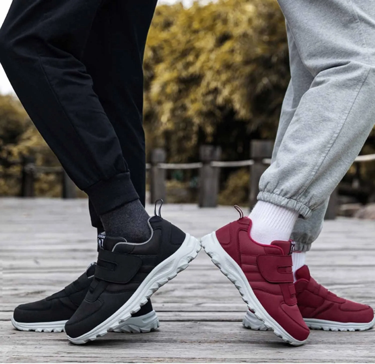 Men's Athletic Running Shoes Elderly Lightweight Sneaker Comfortable Non Slip Sneakers Hook Loop Sneaker for Men