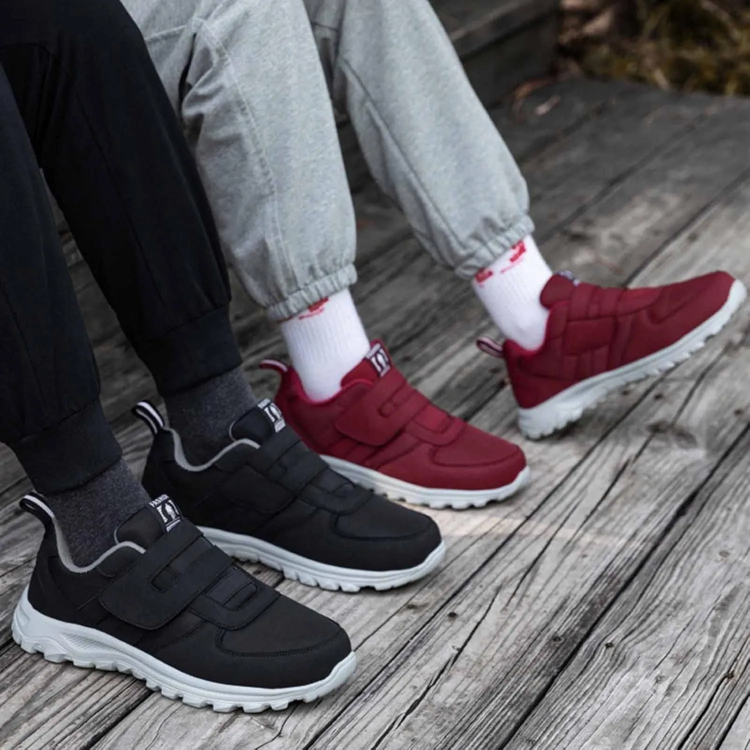 Men's Athletic Running Shoes Elderly Lightweight Sneaker Comfortable Non Slip Sneakers Hook Loop Sneaker for Men