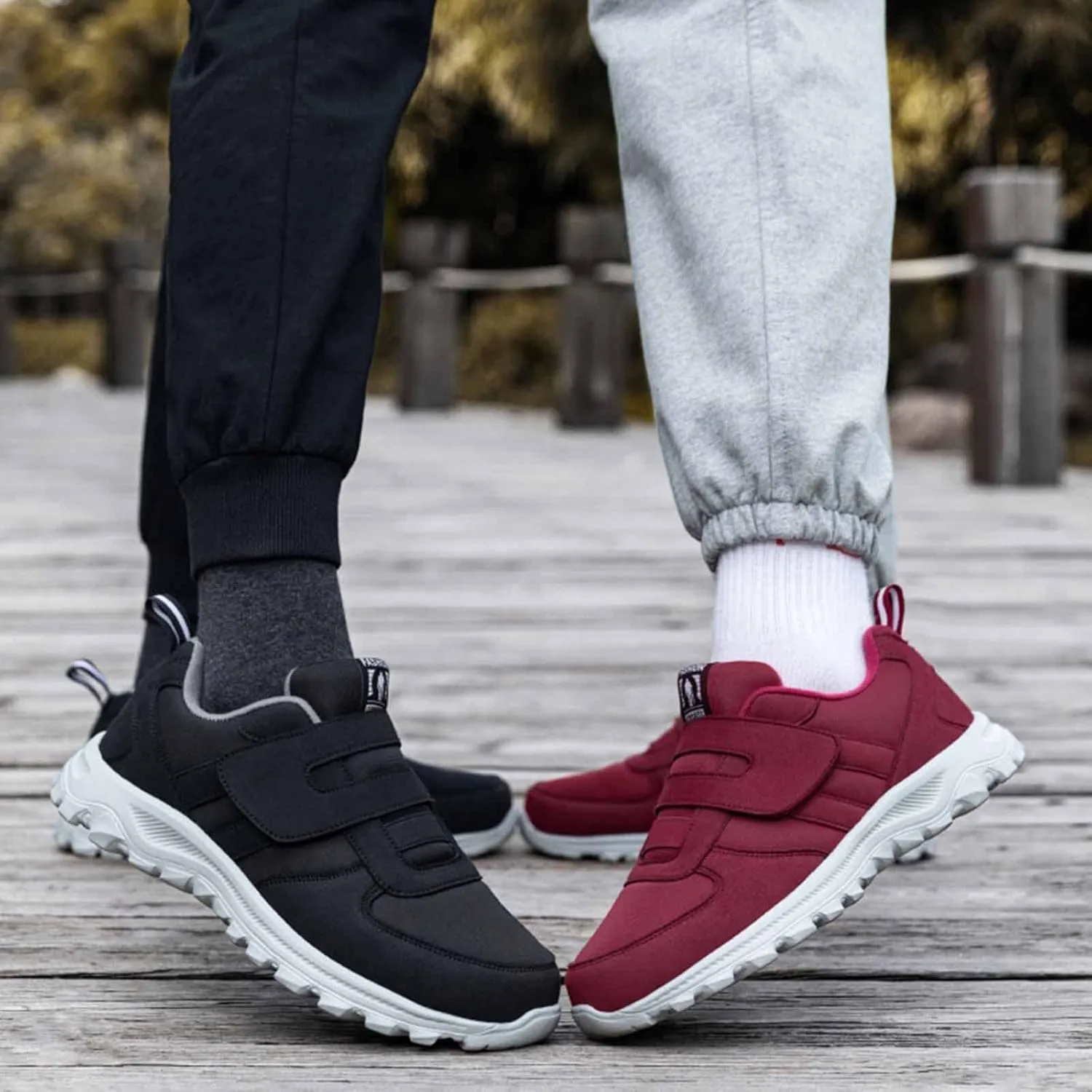 Men's Athletic Running Shoes Elderly Lightweight Sneaker Comfortable Non Slip Sneakers Hook Loop Sneaker for Men
