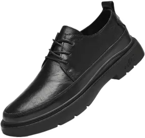 Men's Block Leather Oxford Shoes Mens Comfort Pointed Toe Lace Up Derby Shoes Breathable Non-Slip Dress Shoes for Business Work Dating