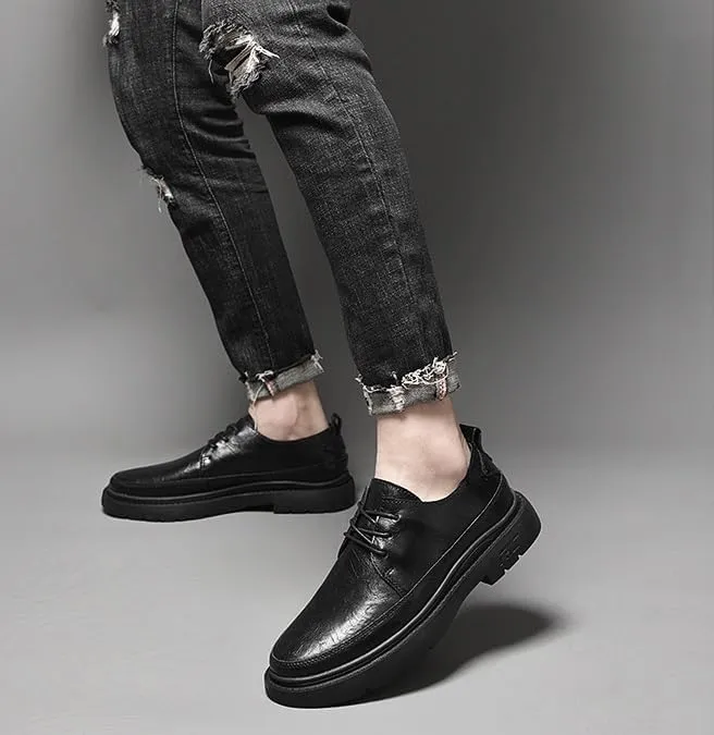 Men's Block Leather Oxford Shoes Mens Comfort Pointed Toe Lace Up Derby Shoes Breathable Non-Slip Dress Shoes for Business Work Dating