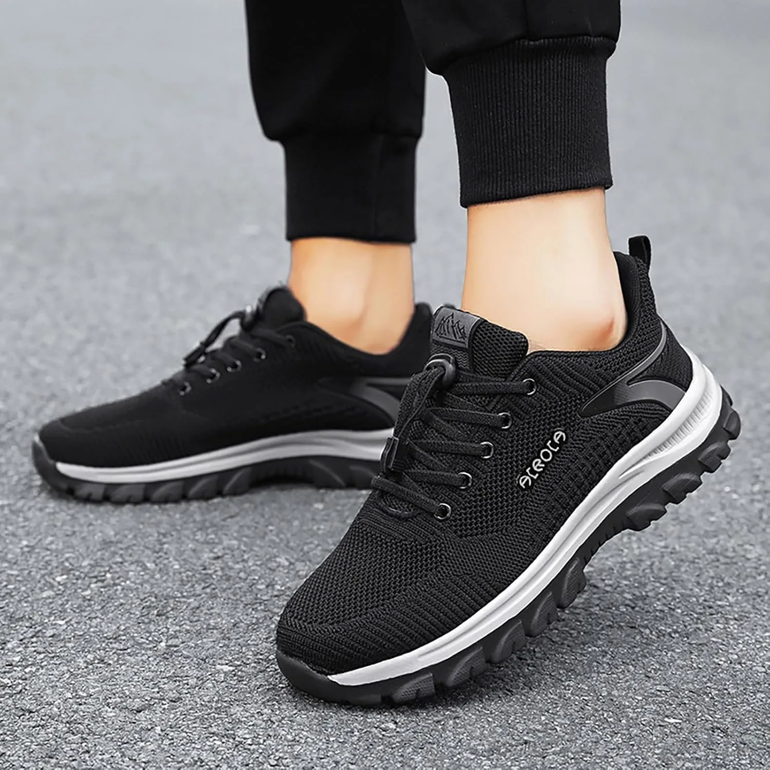 Mens Breathable Lace Up Running Shoes Recovery Air Athletic Running Tennis Shoe Men's Arch Support Insole Shoes