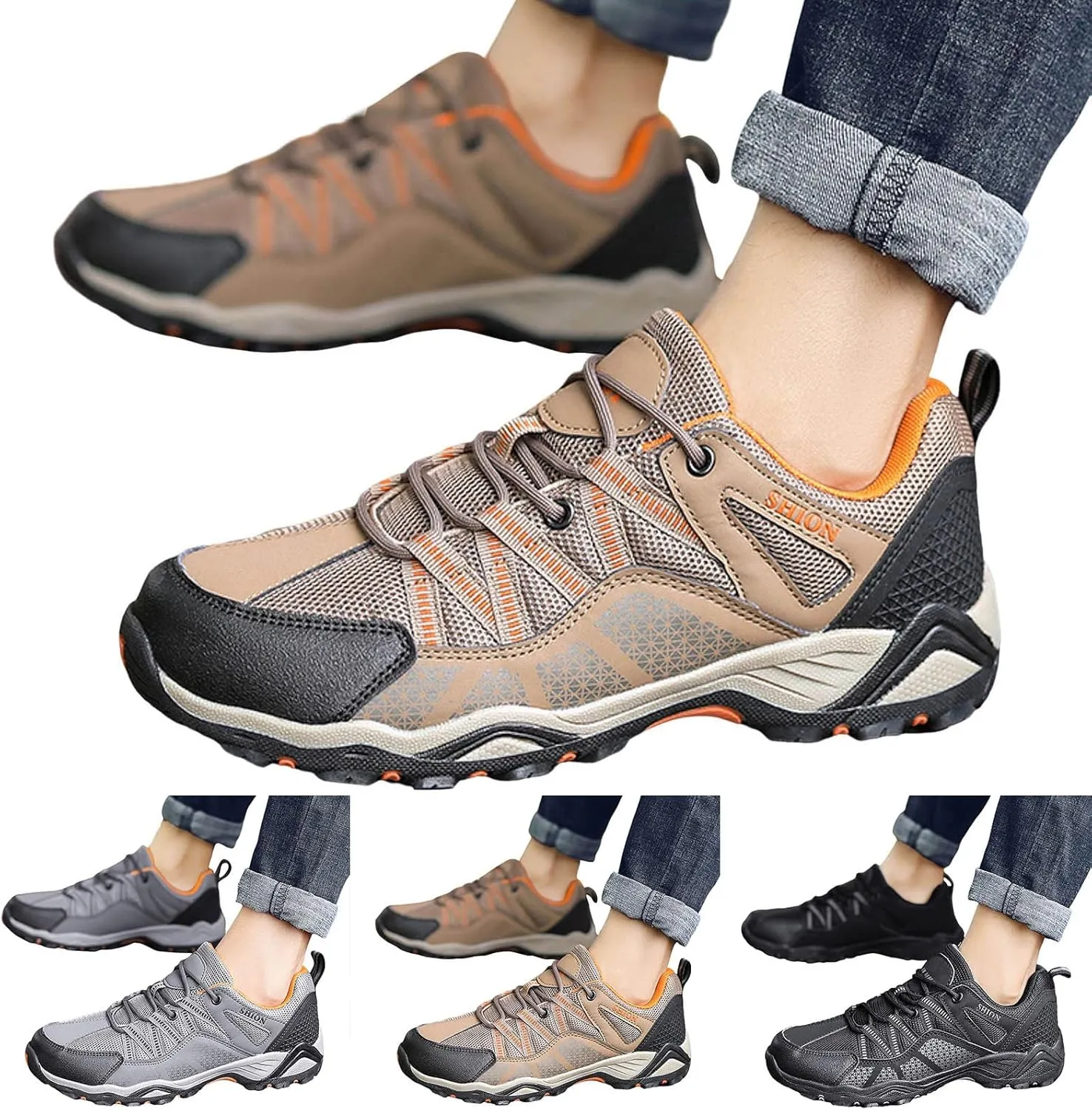 Men's Breathable Stretch Workout Shoes Lace Up Comfortable Light-Weight Shoe Men's Stylish Lightweight Sneakers