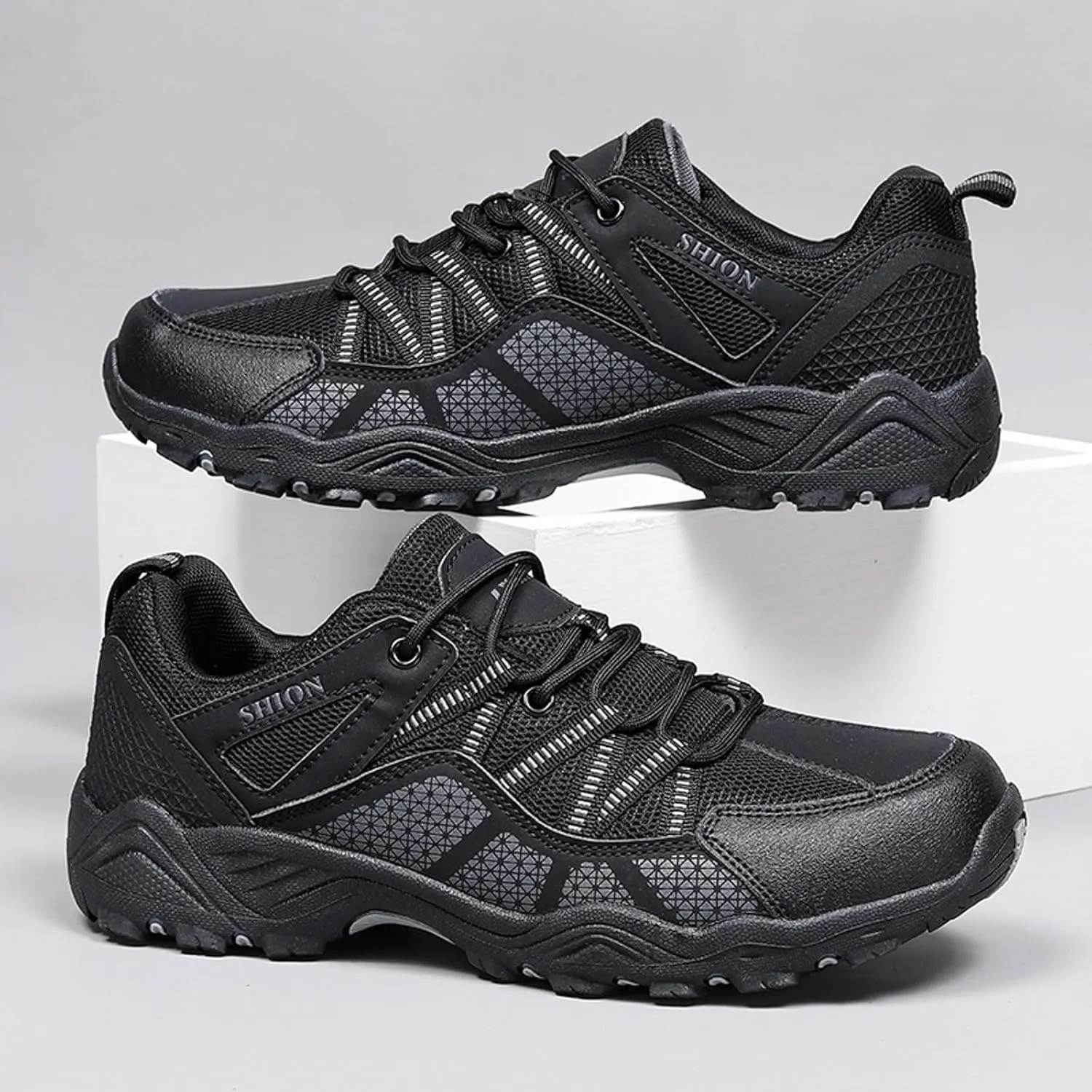Men's Breathable Stretch Workout Shoes Lace Up Comfortable Light-Weight Shoe Men's Stylish Lightweight Sneakers