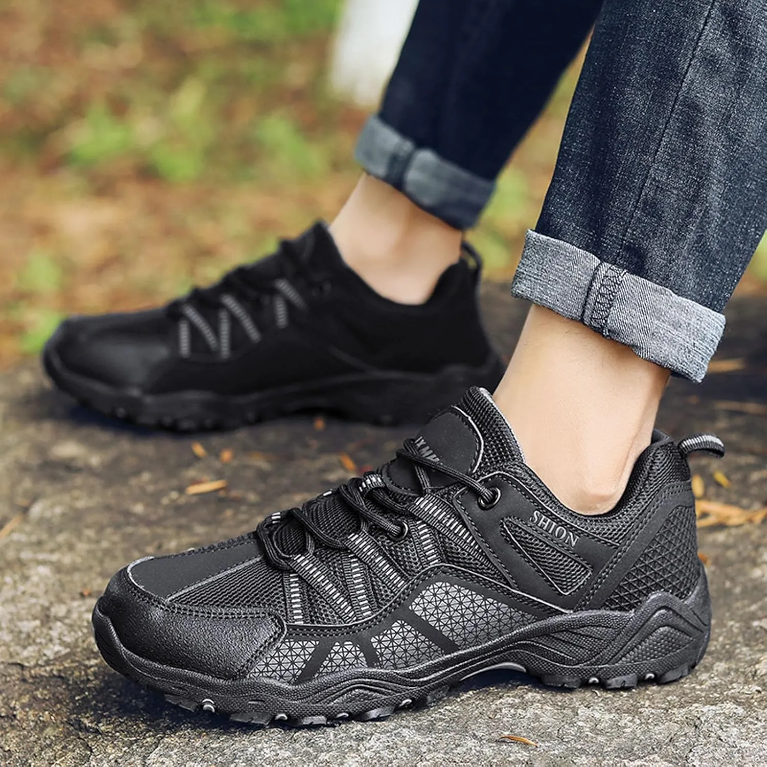Men's Breathable Stretch Workout Shoes Lace Up Comfortable Light-Weight Shoe Men's Stylish Lightweight Sneakers