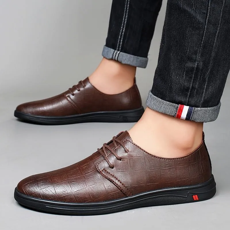Men's Business Oxford Shoes Leather Lace Up Formal Dress Shoes Anti-Slip Comfortable Office Wedding Shoes