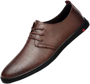 Men's Business Oxford Shoes Leather Lace Up Formal Dress Shoes Anti-Slip Comfortable Office Wedding Shoes