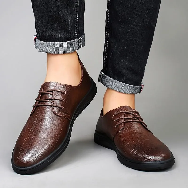 Men's Business Oxford Shoes Leather Lace Up Formal Dress Shoes Anti-Slip Comfortable Office Wedding Shoes