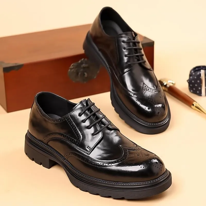 Mens Classic Formal Oxford Lace Up Wedding Pointed Toe Dress Shoes Men's Casual Retro Work Comfort Shoes