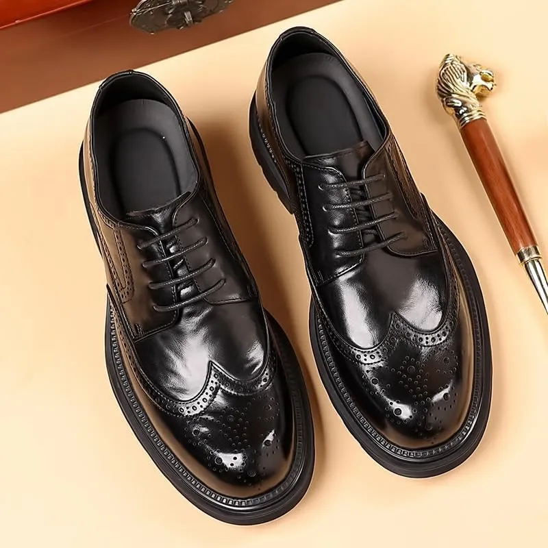 Mens Classic Formal Oxford Lace Up Wedding Pointed Toe Dress Shoes Men's Casual Retro Work Comfort Shoes