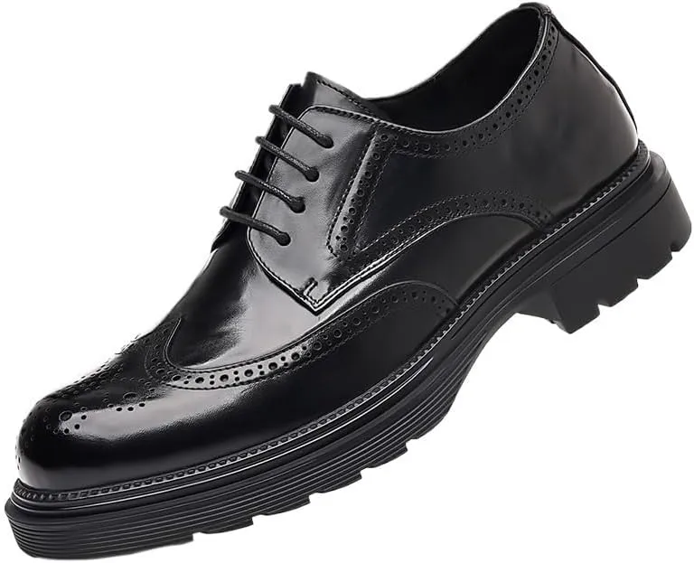 Mens Classic Formal Oxford Lace Up Wedding Pointed Toe Dress Shoes Men's Casual Retro Work Comfort Shoes