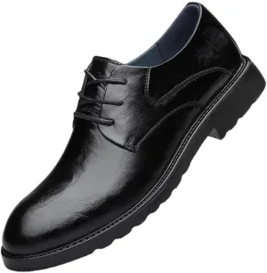Men's Classic Lace-up Formal Oxfords Hand Stitching Comfort Leather Shoes Fashion Loafers Low Top Work Dress Shoes