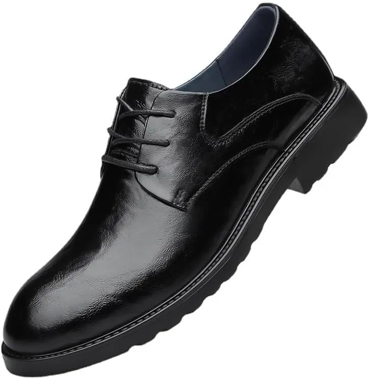 Men's Classic Lace-up Formal Oxfords Hand Stitching Comfort Leather Shoes Fashion Loafers Low Top Work Dress Shoes