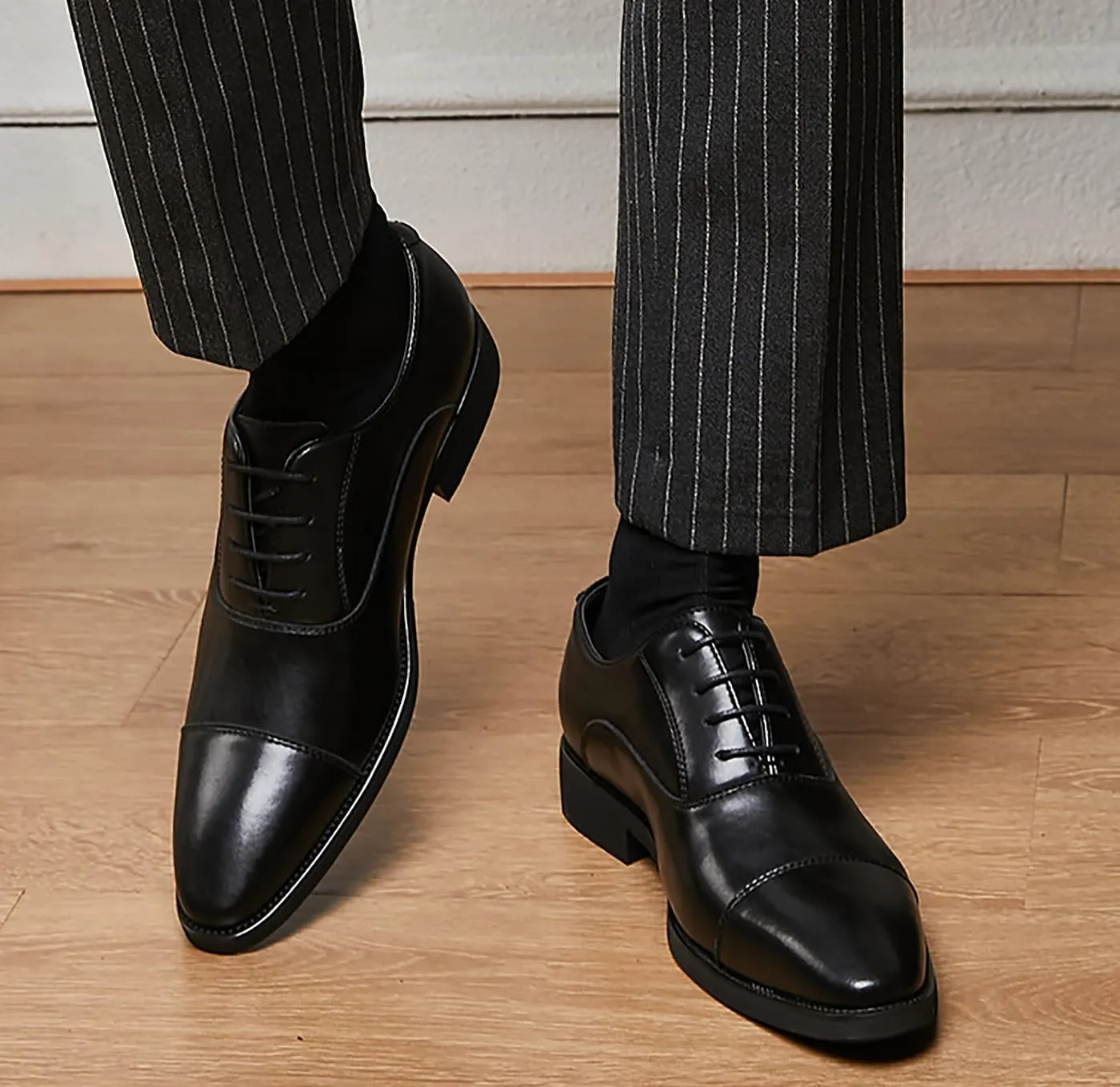 Mens Dress Shoes Cap Toe Oxfords Shoes Leather Formal Tuxedo Casual Derby Wedding Shoes for Men