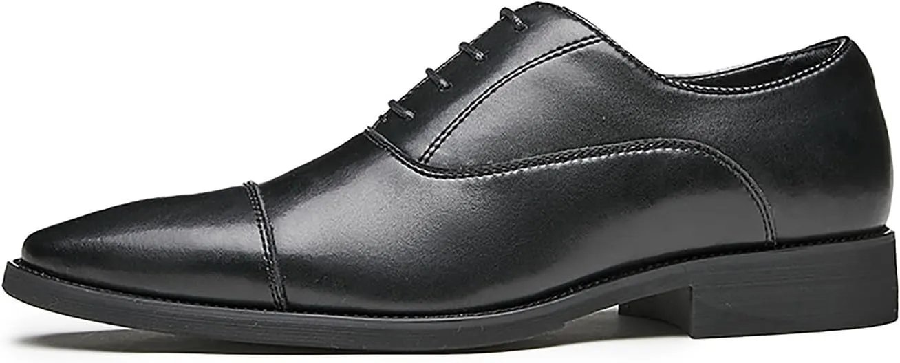 Mens Dress Shoes Cap Toe Oxfords Shoes Leather Formal Tuxedo Casual Derby Wedding Shoes for Men