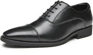 Mens Dress Shoes Cap Toe Oxfords Shoes Leather Formal Tuxedo Casual Derby Wedding Shoes for Men