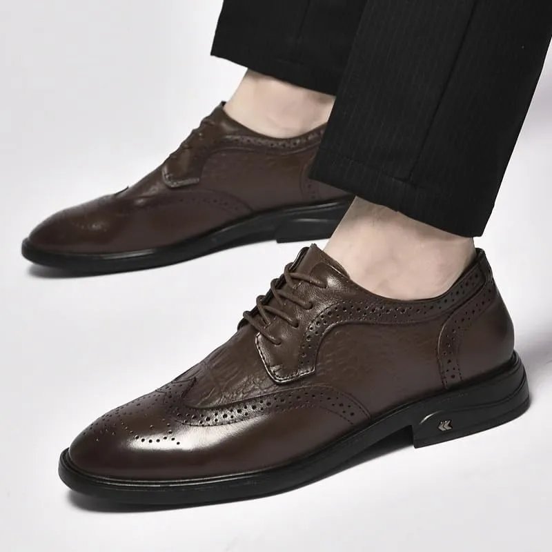 Men's Dress Shoes Genuine Leather Lace Up Oxfords Formal Business Wedding Comfortable Derby Shoes