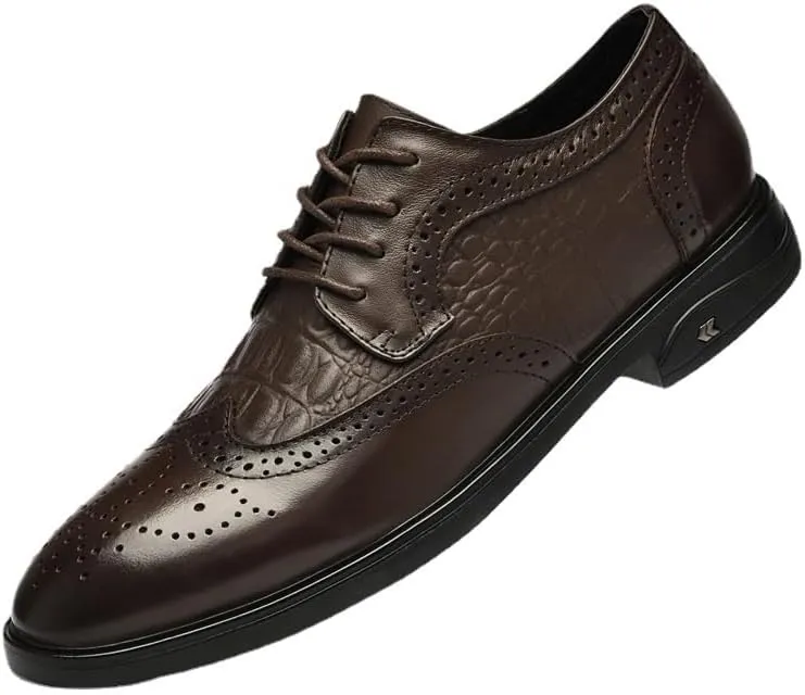 Men's Dress Shoes Genuine Leather Lace Up Oxfords Formal Business Wedding Comfortable Derby Shoes