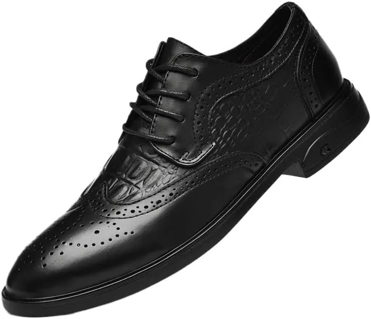 Men's Dress Shoes Genuine Leather Lace Up Oxfords Formal Business Wedding Comfortable Derby Shoes