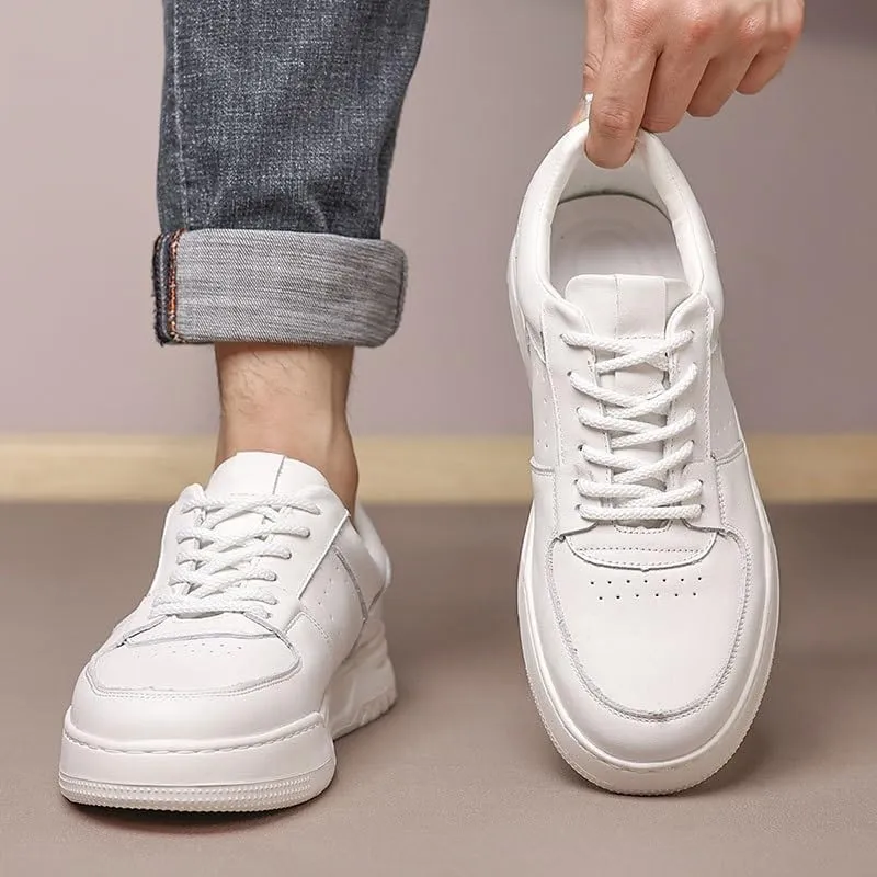 Men's Dress Sneakers Breathable Non-Slip Casual Shoes Business Formal Office Dinner Party Dating Small Leather Shoes