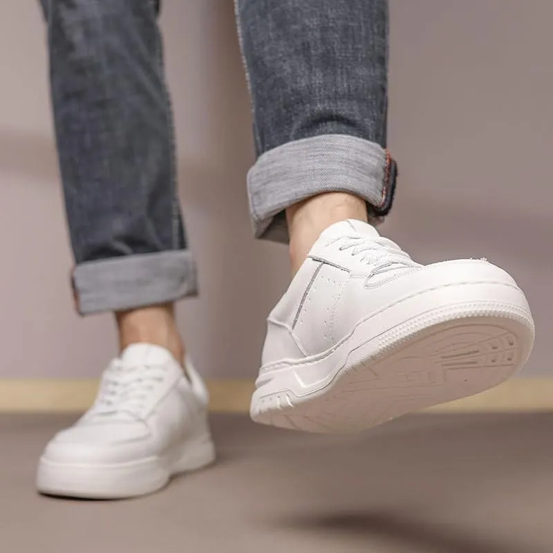 Men's Dress Sneakers Breathable Non-Slip Casual Shoes Business Formal Office Dinner Party Dating Small Leather Shoes