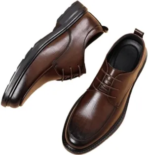 Men's Genuine Leather Lace Up Oxfords Plain Toe Classic Oxfords Shoes for Formal Business Wedding