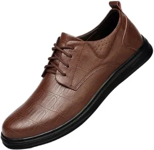 Men's Genuine Leather Oxford Shoes Breathable Leather Wingtip Brogue Non Slip Chunky Heel Dress Shoes for Dating Prom Business