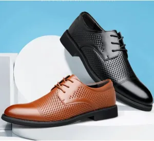 Mens Hollow Lace-up Leather Dress Shoes Men Breathable Prom Wedding Heels Oxfords Patent Leather Formal Dress Oxfords