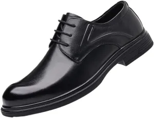 Men's Leather British Style Lace Up Wing Tip Dress Shoes Comfortable Non-Slip Low Top Business Work Shoes