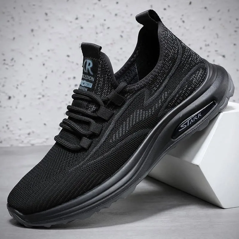 Men's Leather Comfortable Sneakers Shoes Wedding Low Top Business Work Mesh Shoes